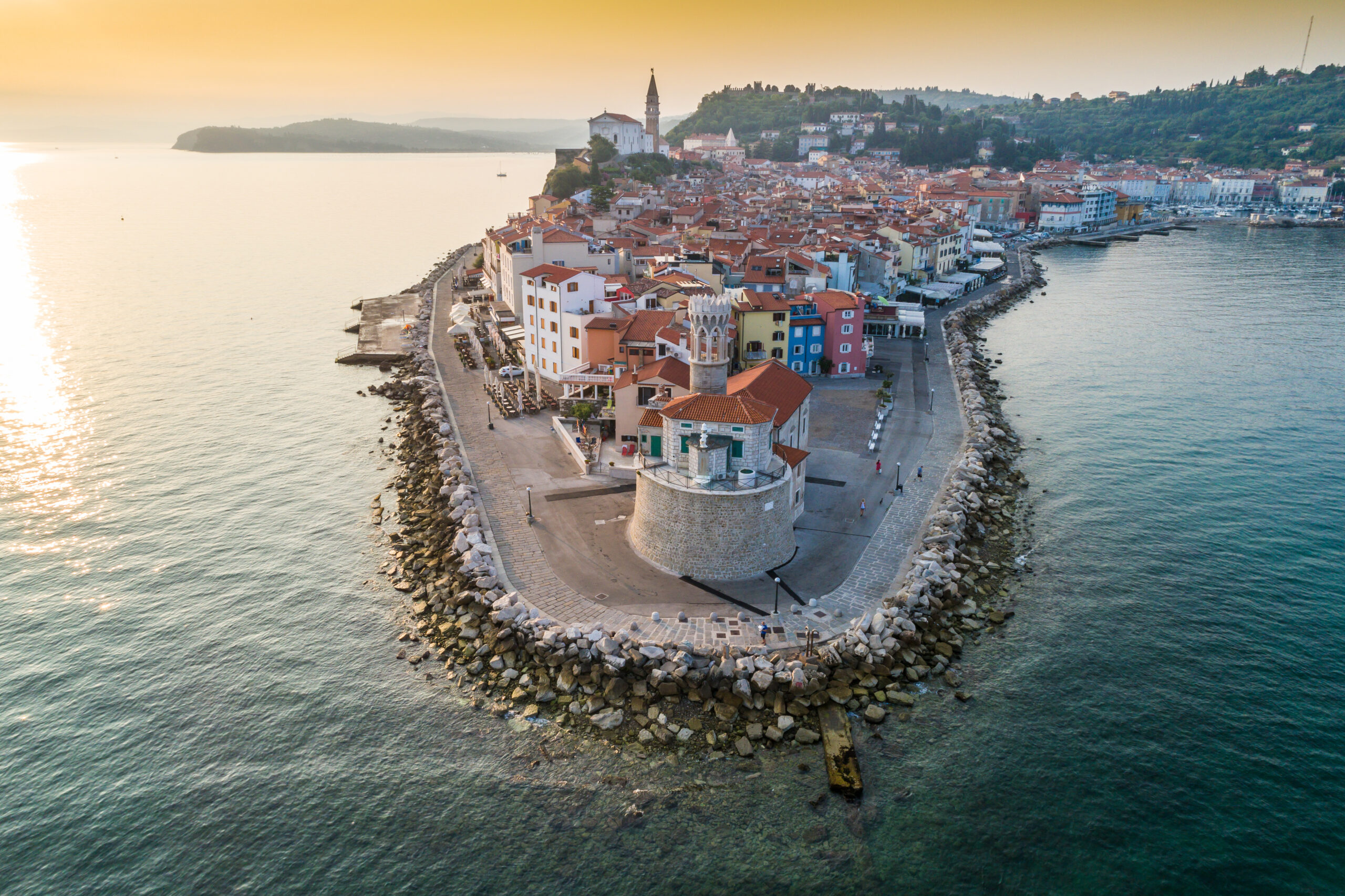 Adriatic coast town in morning sun